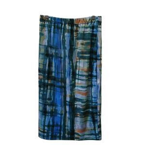 Zadie B's Midi Pencil Skirt Lined Pull On Small Multicolor Stretch Blue/Green